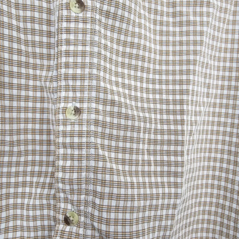 The North Face Mens Large Tan Plaid Vented Short Sleeve Button Down Shirt Hiking